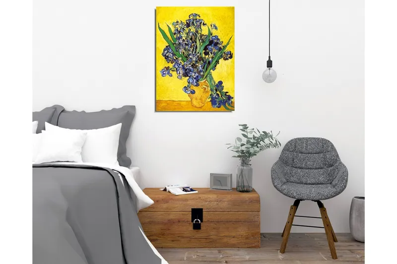 Canvas-taulu - Värikäs iiriksenkukkien kimppu ruukussa - Sininen / Vihreä / Keltainen - Sisustustuotteet - Taulu & taide - Canvas-taulu