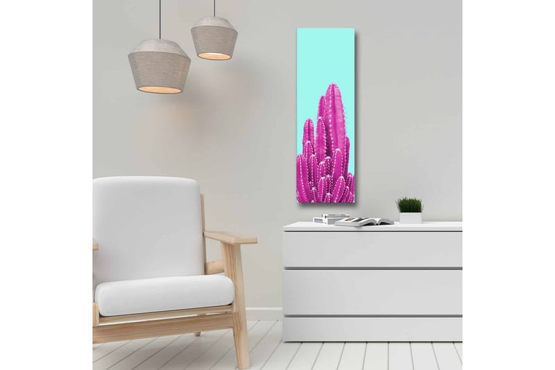 Canvas-taulu - Värikäs kaktus vaaleansinistä taustaa vasten - Vaaleansininen / Vaaleanpunainen - Sisustustuotteet - Taulu & taide - Canvas-taulu