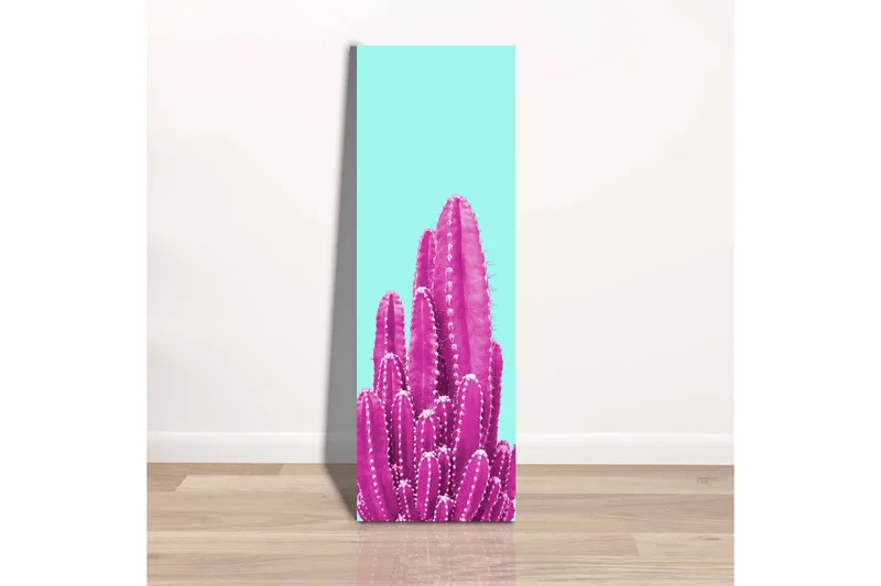 Canvas-taulu - Värikäs kaktus vaaleansinistä taustaa vasten - Vaaleansininen / Vaaleanpunainen - Sisustustuotteet - Taulu & taide - Canvas-taulu