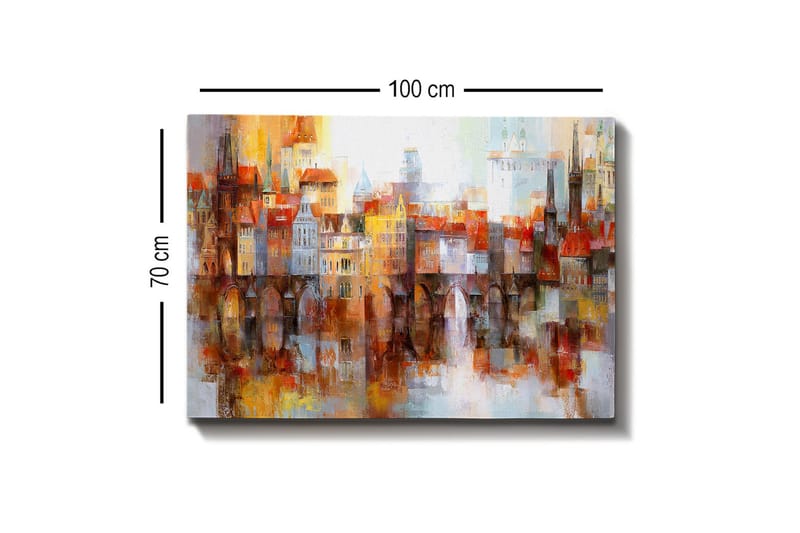 Canvas-taulu - Värikäs kaupunkikuva historiallisine rakennuksineen ja siltoineen - Oranssi / Sininen / Beige - Sisustustuotteet - Taulu & taide - Canvas-taulu