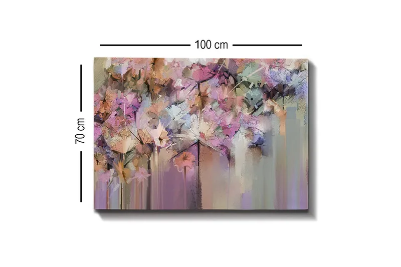 Canvas-taulu - Värikäs kukka-asetelma abstrakteilla muodoilla - Violetti / Vaaleanpunainen / Beige - Sisustustuotteet - Taulu & taide - Canvas-taulu