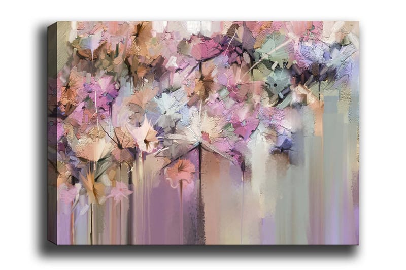 Canvas-taulu - Värikäs kukka-asetelma abstrakteilla muodoilla - Violetti / Vaaleanpunainen / Beige - Sisustustuotteet - Taulu & taide - Canvas-taulu