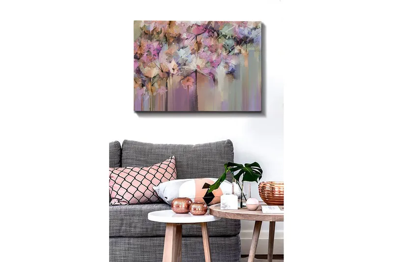 Canvas-taulu - Värikäs kukka-asetelma abstrakteilla muodoilla - Violetti / Vaaleanpunainen / Beige - Sisustustuotteet - Taulu & taide - Canvas-taulu