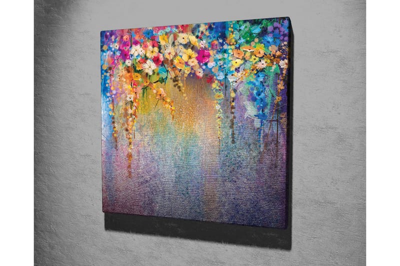 Canvas-taulu - Värikäs kukka-asetelma riippuvilla kukilla - Violetti / Vihreä / Vaaleanpunainen - Sisustustuotteet - Taulu & taide - Canvas-taulu