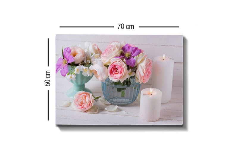 Canvas-taulu - Värikäs kukkakimppu erilaisissa maljakoissa - Vaaleanpunainen / Violetti / Valkoinen - Sisustustuotteet - Taulu & taide - Canvas-taulu