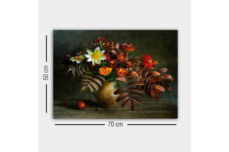 Canvas-taulu - Värikäs kukkakimppu keraamisessa maljakossa - Punainen / Oranssi / Vihreä - Sisustustuotteet - Taulu & taide - Canvas-taulu