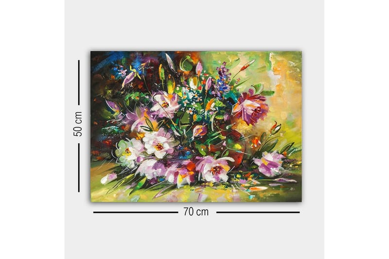 Canvas-taulu - Värikäs kukkakimppu kirkkaissa sävyissä - Violetti / Vihreä / Keltainen - Sisustustuotteet - Taulu & taide - Canvas-taulu