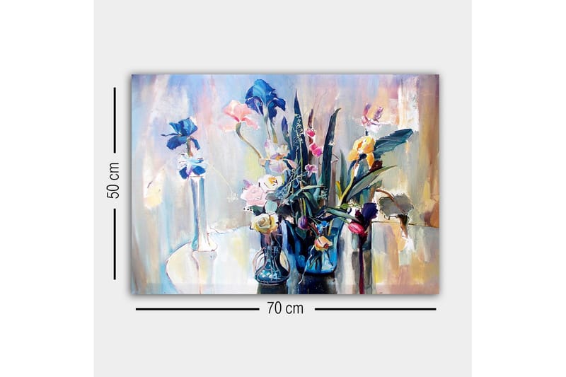 Canvas-taulu - Värikäs kukkakimppu lasimaljakoissa - Sininen / Vaaleanpunainen / Vihreä - Sisustustuotteet - Taulu & taide - Canvas-taulu