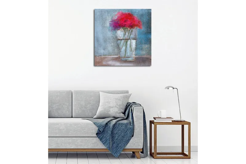 Canvas-taulu - Värikäs kukkakimppu lasimaljakossa - Punainen / Sininen / Vihreä - Sisustustuotteet - Taulu & taide - Canvas-taulu