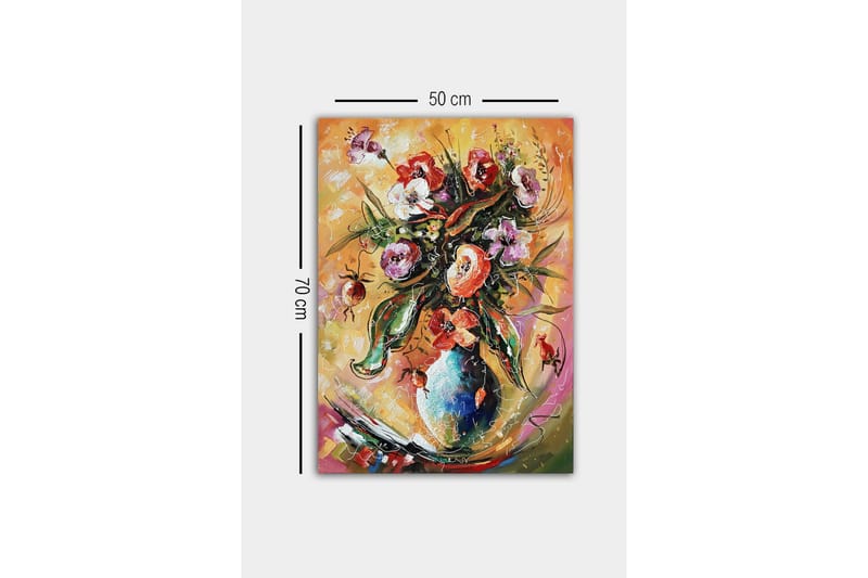 Canvas-taulu - Värikäs kukkakimppu maljakossa - Vihreä / Vaaleanpunainen / Oranssi - Sisustustuotteet - Taulu & taide - Canvas-taulu