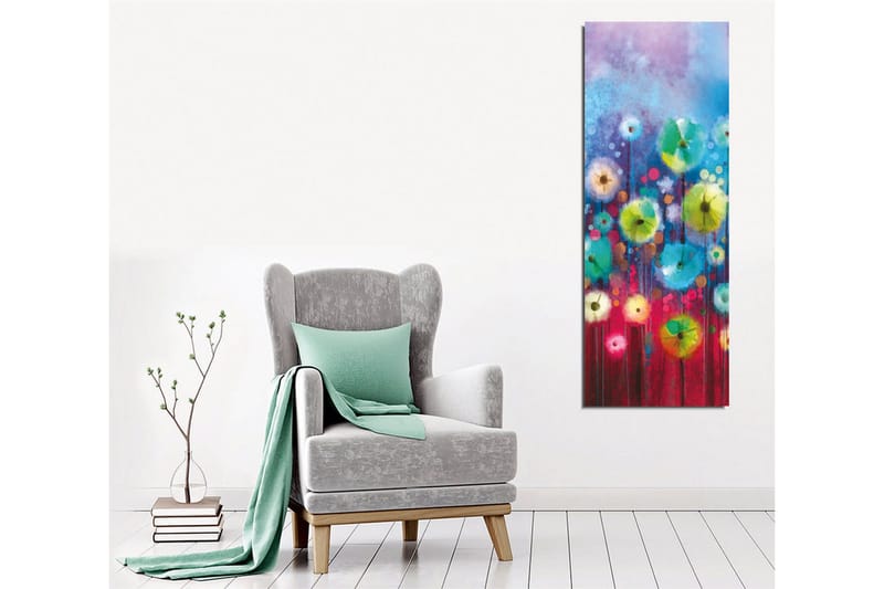 Canvas-taulu - Värikäs kukkaniitty abstrakteilla kukilla - Sininen / Vihreä / Punainen - Sisustustuotteet - Taulu & taide - Canvas-taulu