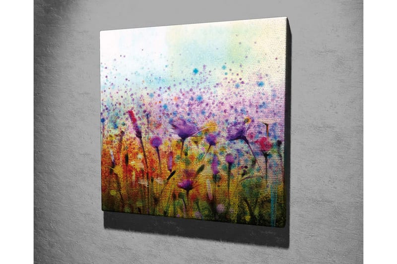 Canvas-taulu - Värikäs kukkaniitty ja linnut liikkuvat - Violetti / Keltainen / Vihreä - Sisustustuotteet - Taulu & taide - Canvas-taulu