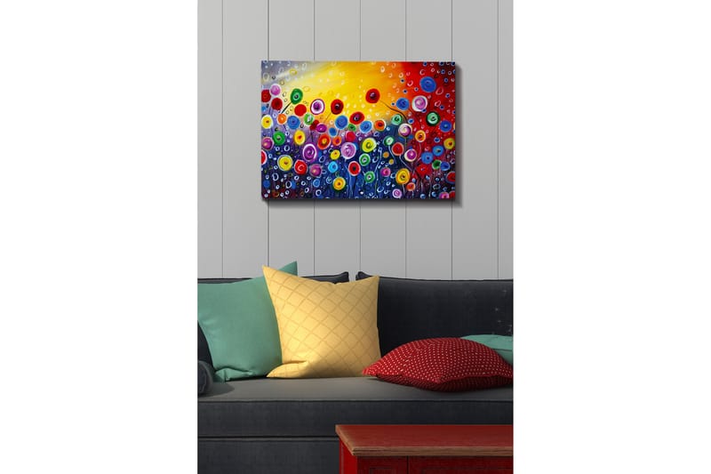 Canvas-taulu - Värikäs kukkaniitty silmuvilla kukilla - Punainen / Vihreä / Sininen - Sisustustuotteet - Taulu & taide - Canvas-taulu