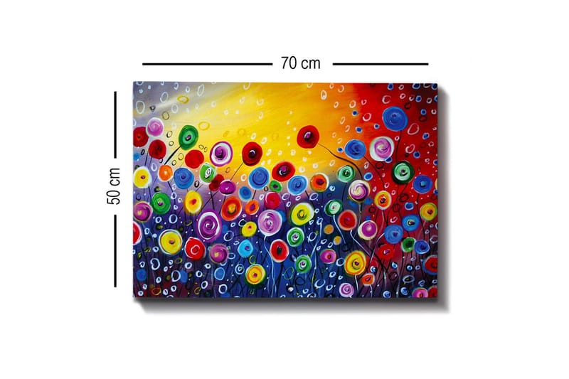 Canvas-taulu - Värikäs kukkaniitty silmuvilla kukilla - Punainen / Vihreä / Sininen - Sisustustuotteet - Taulu & taide - Canvas-taulu