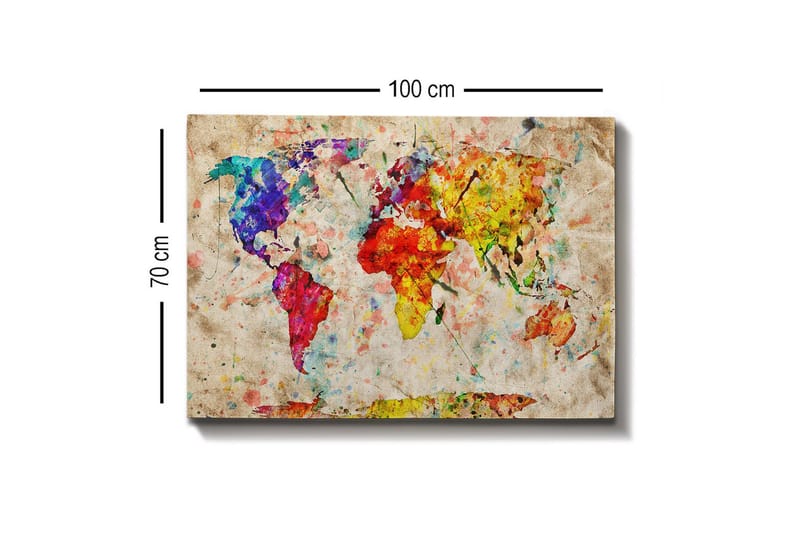 Canvas-taulu - Värikäs maailmankartta abstrakteilla muodoilla - Sininen / Punainen / Keltainen - Sisustustuotteet - Taulu & taide - Canvas-taulu