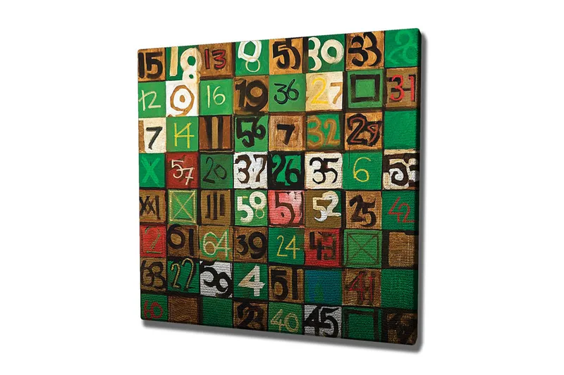 Canvas-taulu - Värikäs numeroiden sommittelu eri neliöissä - Vihreä / Ruskea / Valkoinen - Sisustustuotteet - Taulu & taide - Canvas-taulu