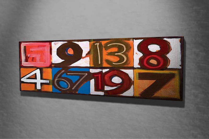 Canvas-taulu - Värikäs numeroiden sommittelu eri neliöissä - Punainen / Oranssi / Sininen - Sisustustuotteet - Taulu & taide - Canvas-taulu