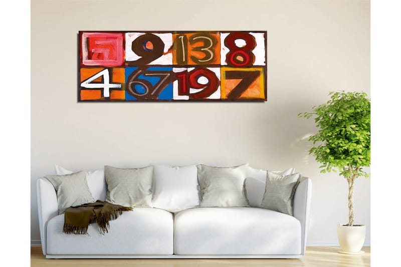 Canvas-taulu - Värikäs numeroiden sommittelu eri neliöissä - Punainen / Oranssi / Sininen - Sisustustuotteet - Taulu & taide - Canvas-taulu