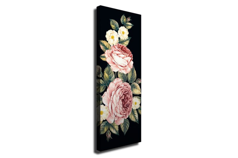Canvas-taulu - Värikäs ruusu- ja kukkakimppu, Vaaleanpunainen / Vihreä / Valkoinen