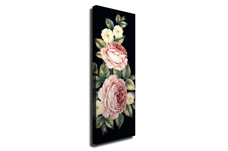 Canvas-taulu - Värikäs ruusu- ja kukkakimppu, Vaaleanpunainen / Vihreä / Valkoinen