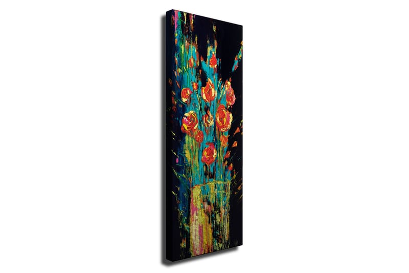 Canvas-taulu - Värikäs ruusukimppu maljakossa, Punainen / Vihreä / Keltainen