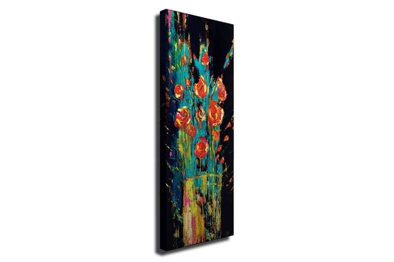 Canvas-taulu - Värikäs ruusukimppu maljakossa, Punainen / Vihreä / Keltainen