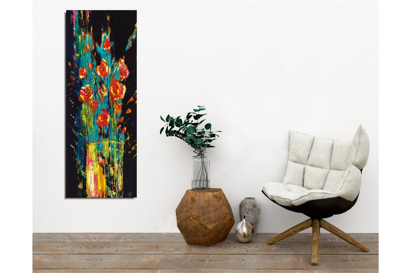 Canvas-taulu - Värikäs ruusukimppu maljakossa - Punainen / Vihreä / Keltainen - Sisustustuotteet - Taulu & taide - Canvas-taulu