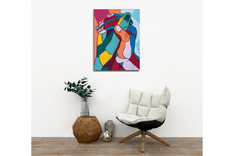 Canvas-taulu - Värikäs sommitelma kietoutuneista käsistä - Turkoosi / Punainen / Keltainen - Sisustustuotteet - Taulu & taide - Canvas-taulu