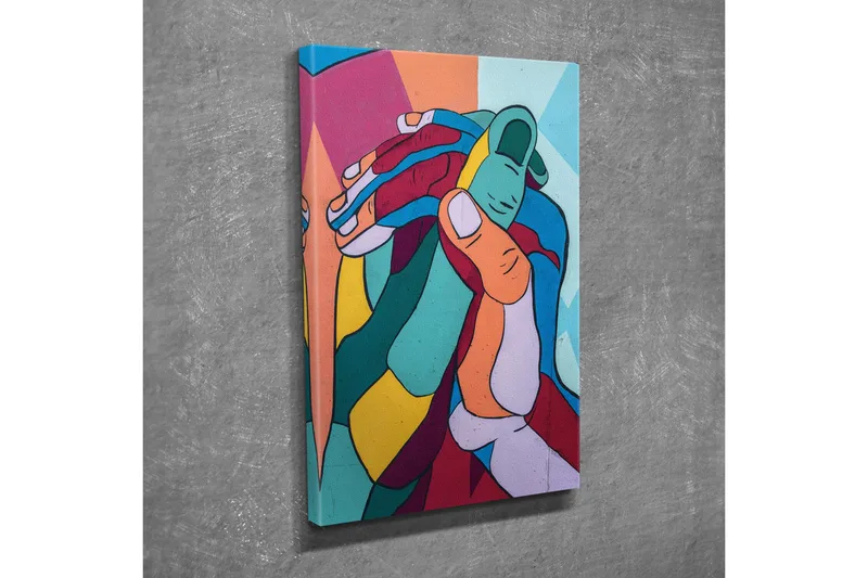 Canvas-taulu - Värikäs sommitelma kietoutuneista käsistä - Turkoosi / Punainen / Keltainen - Sisustustuotteet - Taulu & taide - Canvas-taulu