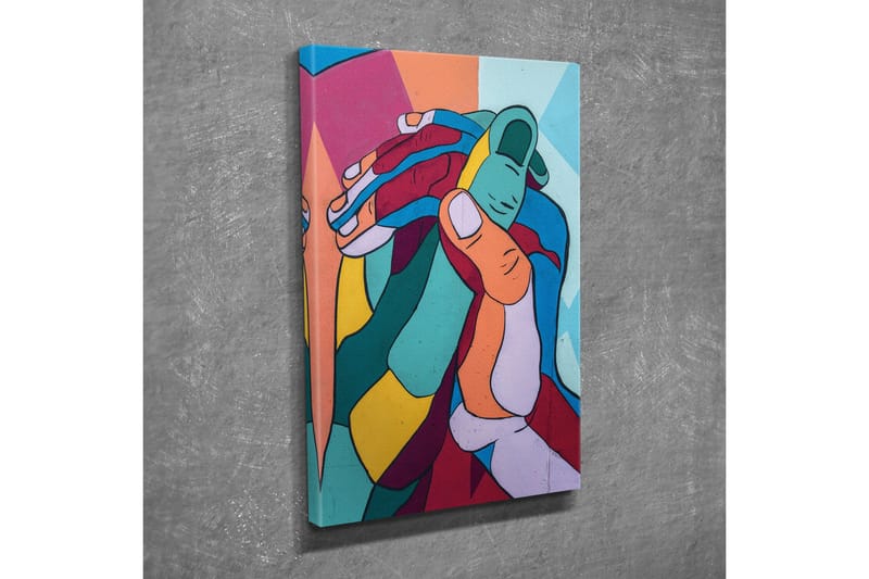 Canvas-taulu - Värikäs sommitelma kietoutuneista käsistä - Turkoosi / Punainen / Keltainen - Sisustustuotteet - Taulu & taide - Canvas-taulu