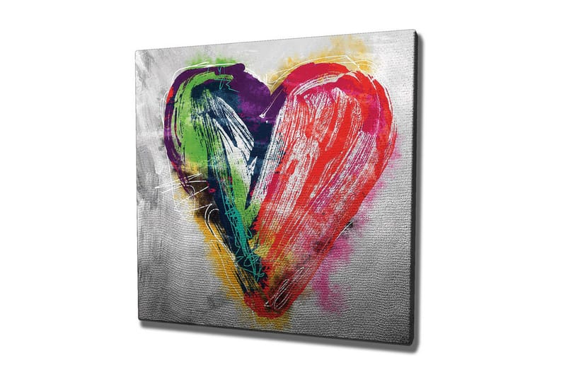 Canvas-taulu - Värikäs sydämenmuotoinen sommittelu, Punainen / Vihreä / Violetti