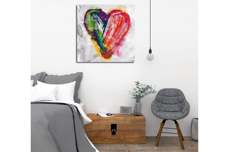 Canvas-taulu - Värikäs sydämenmuotoinen sommittelu - Punainen / Vihreä / Violetti - Sisustustuotteet - Taulu & taide - Canvas-taulu