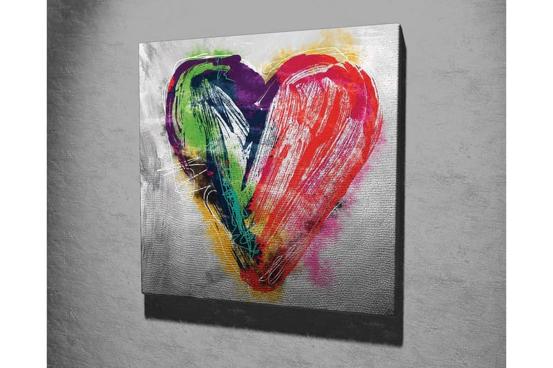 Canvas-taulu - Värikäs sydämenmuotoinen sommittelu - Punainen / Vihreä / Violetti - Sisustustuotteet - Taulu & taide - Canvas-taulu