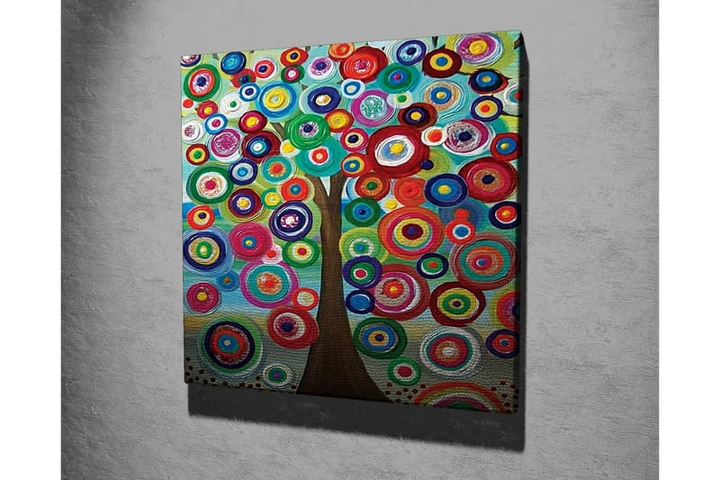 Canvas-taulu - Värikäs puun kruunu pyöreillä muodoilla - Vihreä / Punainen / Sininen - Sisustustuotteet - Taulu & taide - Canvas-taulu