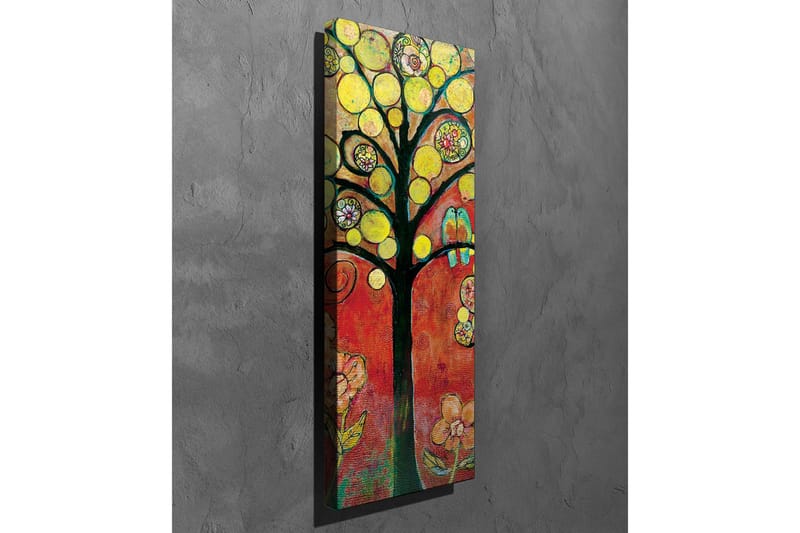 Canvas-taulu - Värikäs puun tähdistö linnuilla ja kukilla - Keltainen / Punainen / Vihreä - Sisustustuotteet - Taulu & taide - Canvas-taulu