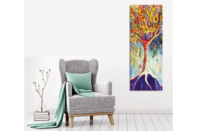 Canvas-taulu - Värikäs puutaide kukkivilla oksilla - Keltainen / Punainen / Sininen - Sisustustuotteet - Taulu & taide - Canvas-taulu