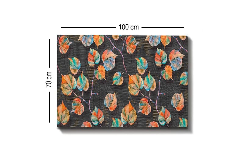 Canvas-taulu - Värikkäät lehdet harmonisessa sommitelmassa - Vihreä / Oranssi / Sininen - Sisustustuotteet - Taulu & taide - Canvas-taulu