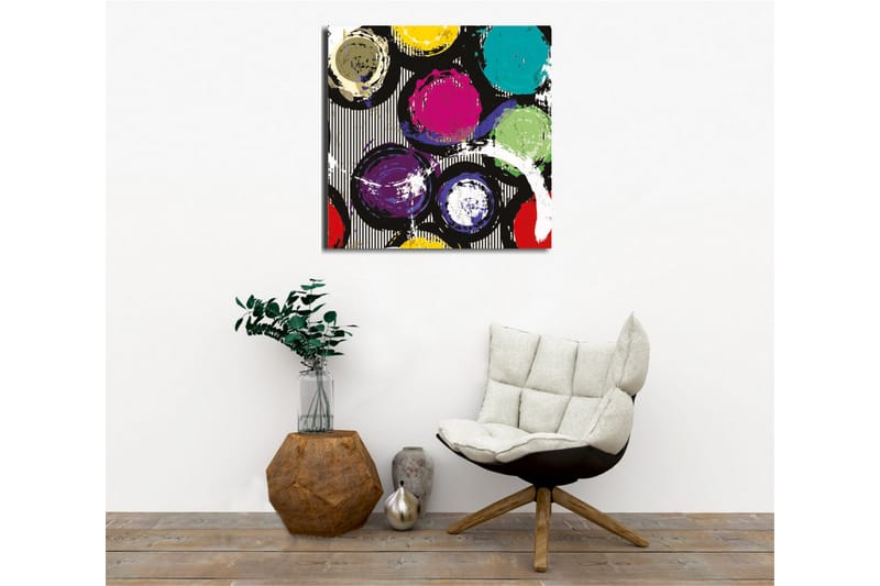 Canvas-taulu - Värikkäät ympyrät dynaamisessa sommitelmassa - Turkoosi / Violetti / Keltainen - Sisustustuotteet - Taulu & taide - Canvas-taulu