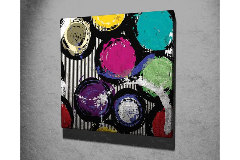 Canvas-taulu - Värikkäät ympyrät dynaamisessa sommitelmassa - Turkoosi / Violetti / Keltainen - Sisustustuotteet - Taulu & taide - Canvas-taulu