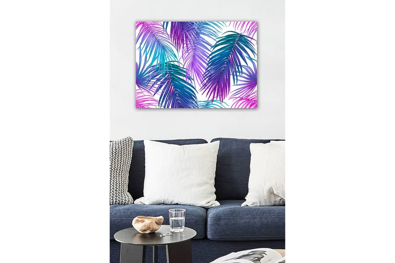 Canvas-taulu - Värikkäät palmunlehdet eloisassa sommitelmassa - Violetti / Turkoosi / Sininen - Sisustustuotteet - Taulu & taide - Canvas-taulu