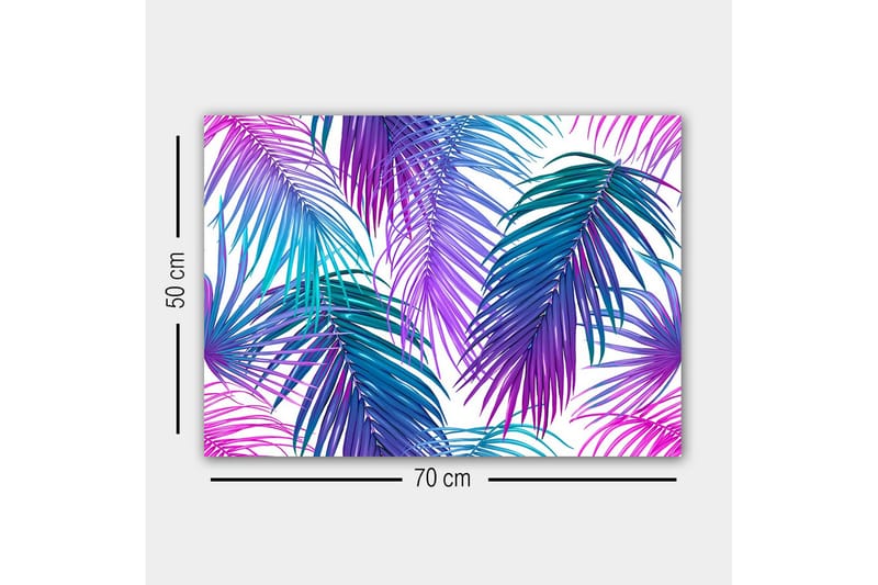 Canvas-taulu - Värikkäät palmunlehdet eloisassa sommitelmassa - Violetti / Turkoosi / Sininen - Sisustustuotteet - Taulu & taide - Canvas-taulu