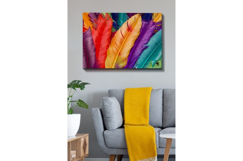 Canvas-taulu - Värikkäitä höyheniä eri sävyissä - Punainen / Violetti / Oranssi - Sisustustuotteet - Taulu & taide - Canvas-taulu