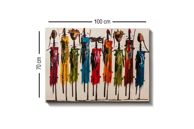 Canvas-taulu - Värikkäitä hahmoja perinteisten vaatteiden ja esineiden kanssa - Punainen / Vihreä / Keltainen - Sisustustuotteet - Taulu & taide - Canvas-taulu