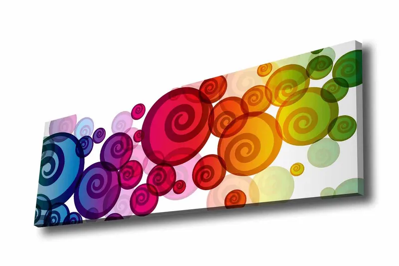 Canvas-taulu - Värikkäitä spiraaleja eri kokoisina, Punainen / Vihreä / Sininen