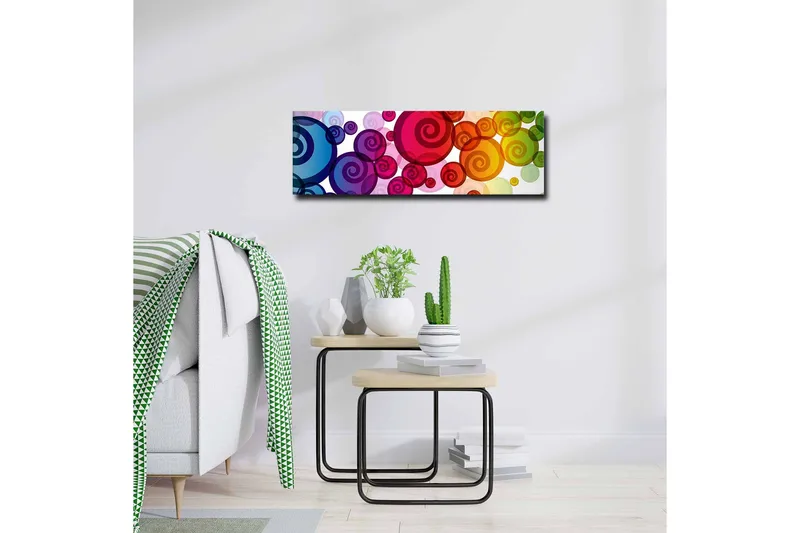 Canvas-taulu - Värikkäitä spiraaleja eri kokoisina - Punainen / Vihreä / Sininen - Sisustustuotteet - Taulu & taide - Canvas-taulu