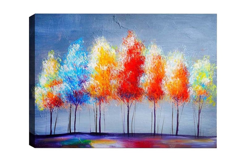 Canvas-taulu - Värikkäitä puita syksyn väreissä, Punainen / Oranssi / Sininen