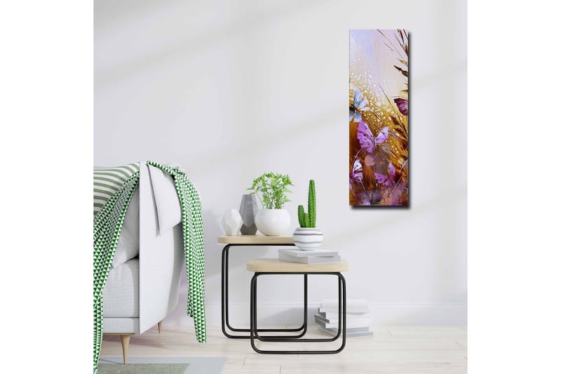 Canvas-taulu - Värikkäitä perhosia abstraktissa luonnonympäristössä - Violetti / Kulta / Sininen - Sisustustuotteet - Taulu & taide - Canvas-taulu