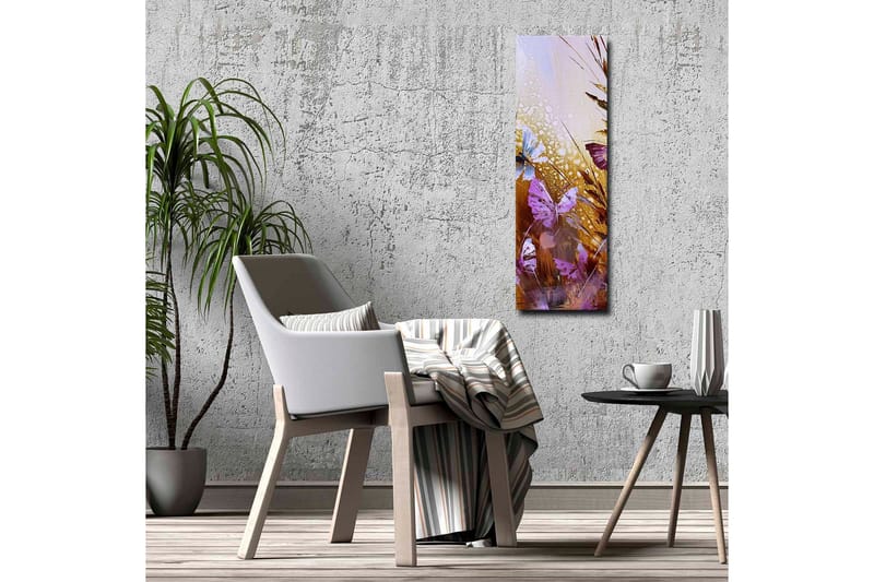 Canvas-taulu - Värikkäitä perhosia abstraktissa luonnonympäristössä - Violetti / Kulta / Sininen - Sisustustuotteet - Taulu & taide - Canvas-taulu