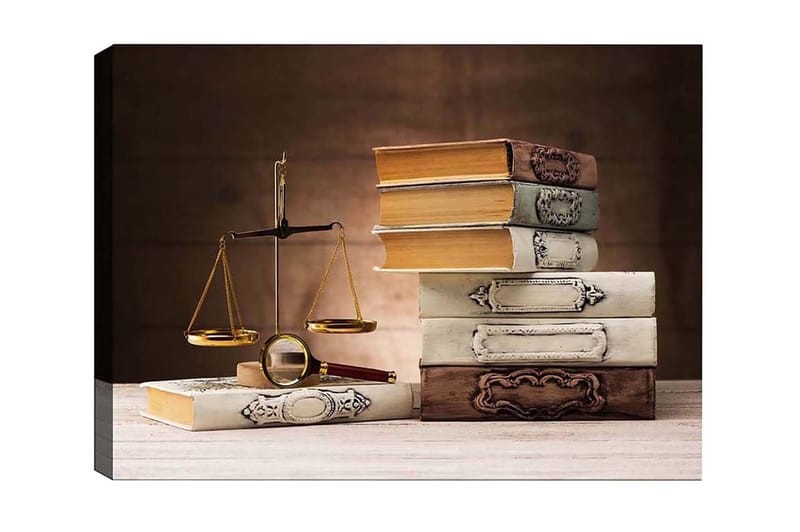 Canvas-taulu - Vaa'at ja erivärisiä ja -muotoisia kirjoja, Kulta / Ruskea / Valkoinen