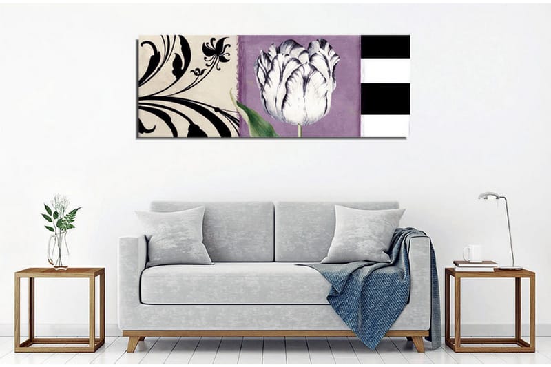 Canvas-taulu - Valkoinen tulppaani violettia taustaa vasten - Valkoinen / Violetti / Musta - Sisustustuotteet - Taulu & taide - Canvas-taulu